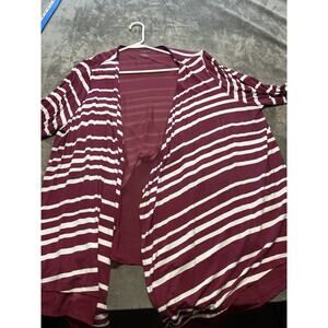 Lane Bryant Multi-Striped Long Lined Cardigan, Red 18-20‎